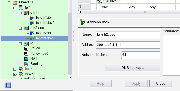 Entering Address and Netmask.