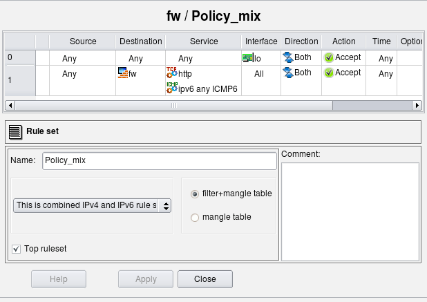 Mixed IPv4/IPv6 Rule Set Parameters.