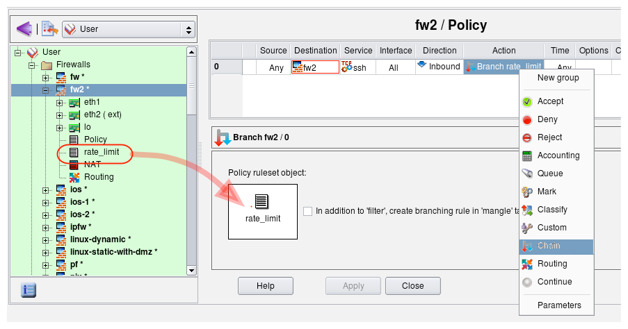 A Rule with Action "Chain".