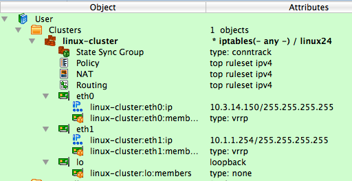 Interfaces and Addresses of the Cluster Members