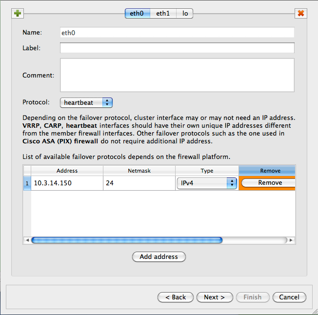 Options in the "Script" tab of the firewall object dialog