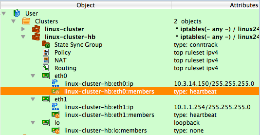 Interfaces and Addresses of the Cluster Members