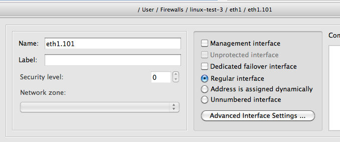 Options in the "Script" Tab of the Firewall Object Dialog