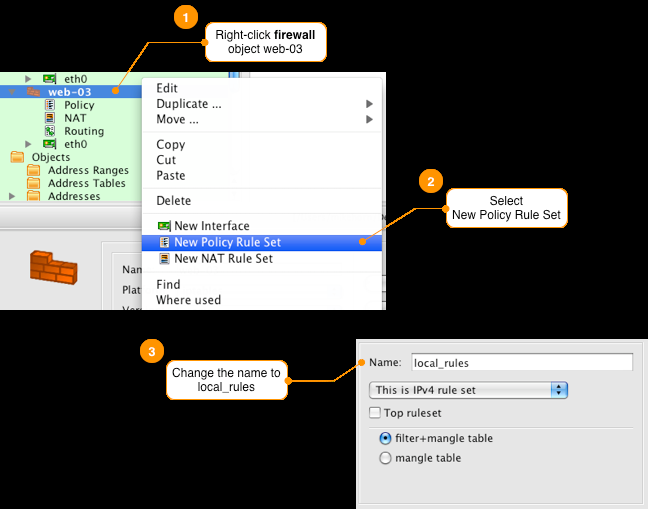 New Policy in Firewall Object web-03.