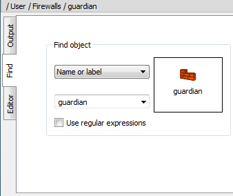 Find-and-Replace Object Panel, Partial View