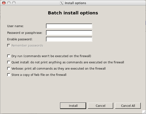 Batch install options.