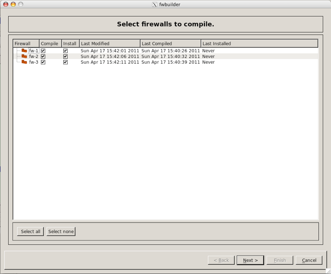 Select firewalls for batch install.