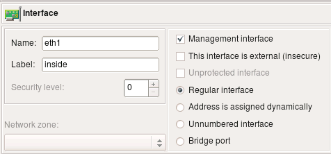 Management interface checkbox in the interface editor.