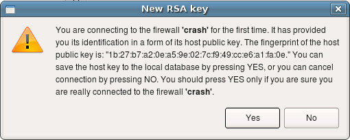 New RSA key verification dialog.