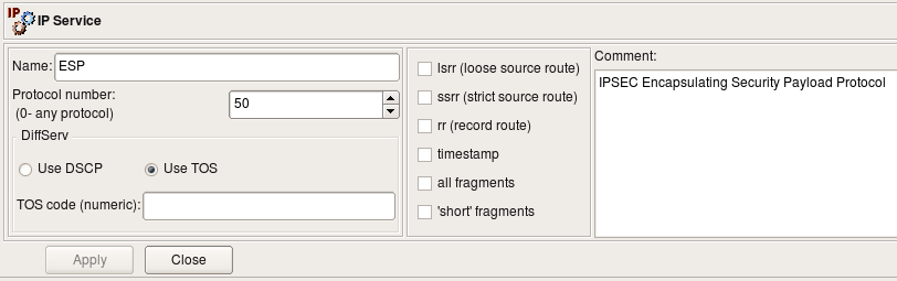 Figure 5.97. Creating/Editing an IP Service Object