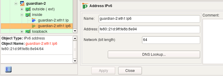 Figure 5.32. IPv6 Address Object Assigned to an Interface Object