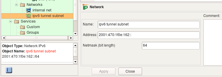 IPv6 Network Object