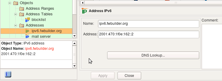 Figure 5.33. Stand-Alone IPv6 Address Object
